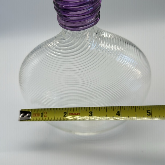 Studio PARAN Richard Jones Optic Twist Flask Glass Vase purple and clear Signed - Picture 6 of 12